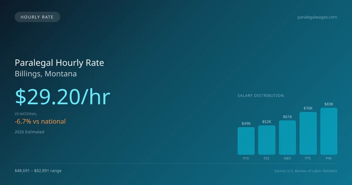 Paralegal Hourly Rate in Billings, MT — 2026 est., based on 2025 BLS