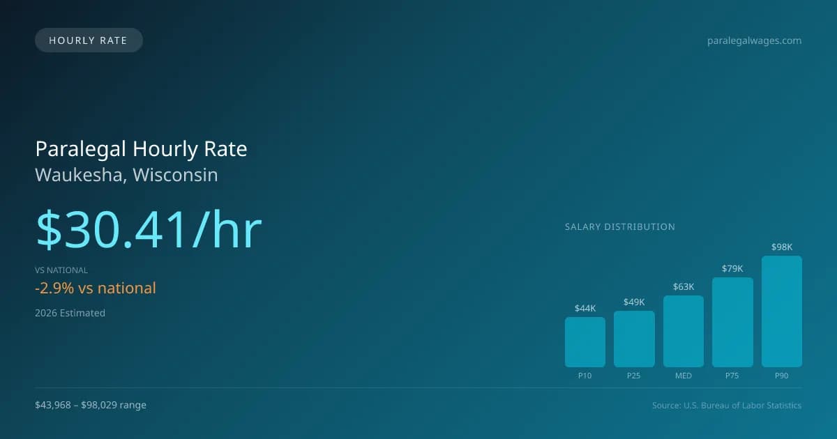 Paralegal Hourly Rate in Waukesha, WI — 2026 est., based on 2025 BLS