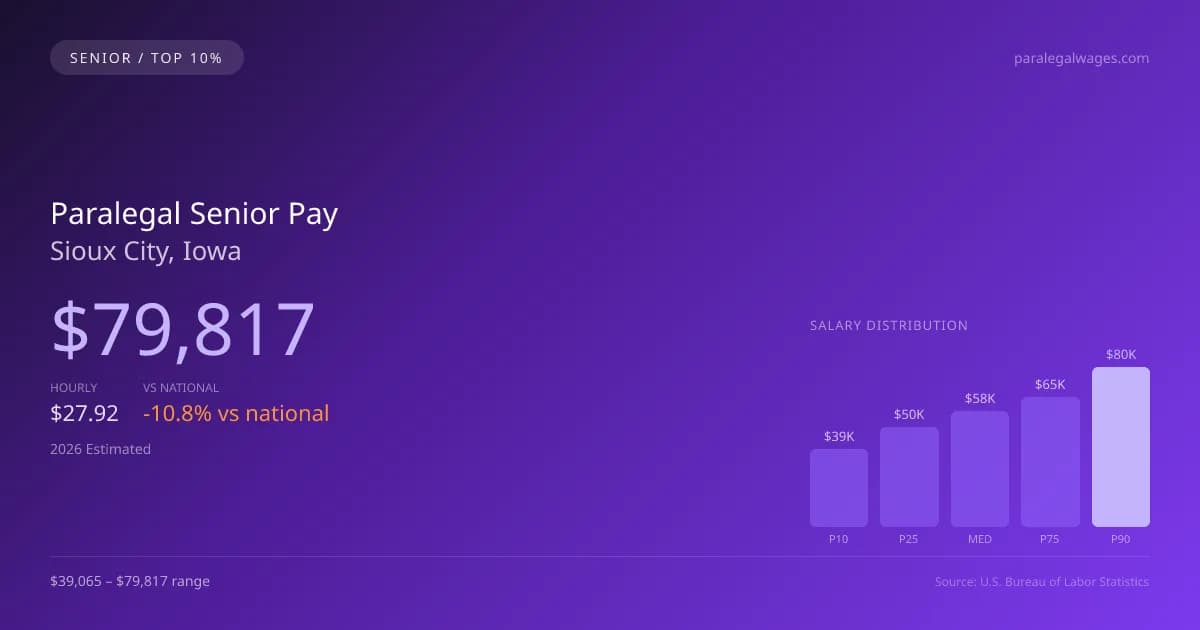 Paralegal Senior Salary in Sioux City, IA — 2026 est., based on 2025 BLS