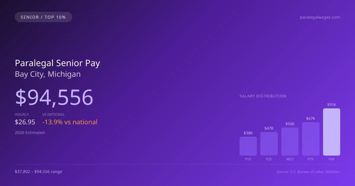 Paralegal Senior Salary in Bay City, MI — 2026 est., based on 2025 BLS