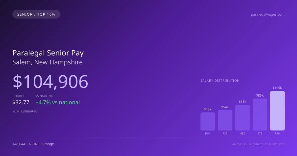 Paralegal Senior Salary in Salem, NH — 2026 est., based on 2025 BLS