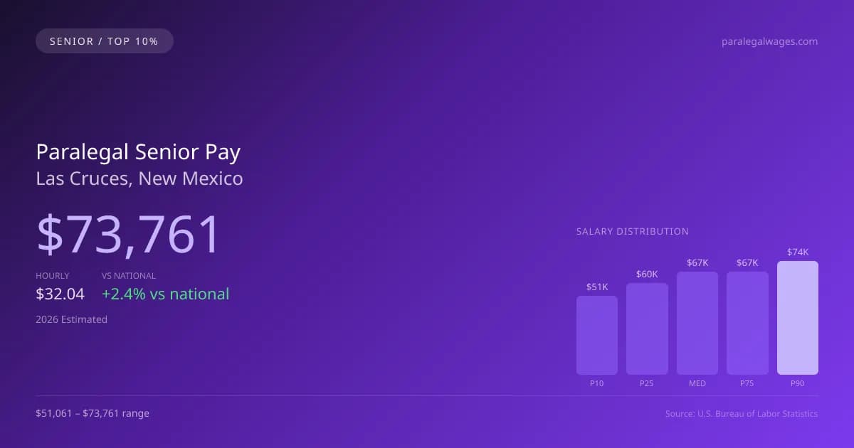 Paralegal Senior Salary in Las Cruces, NM — 2026 est., based on 2025 BLS