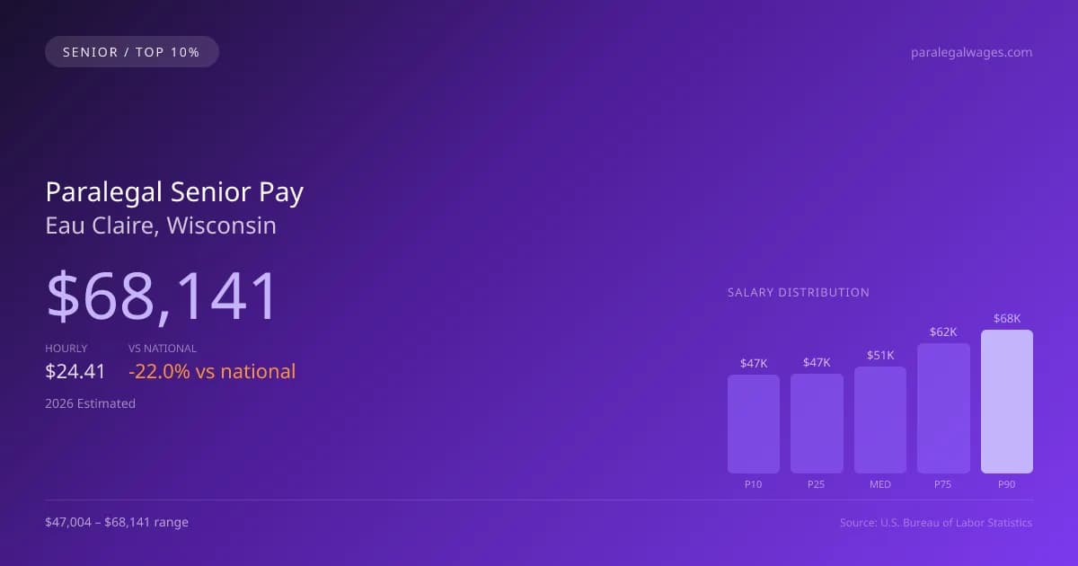 Paralegal Senior Salary in Eau Claire, WI — 2026 est., based on 2025 BLS