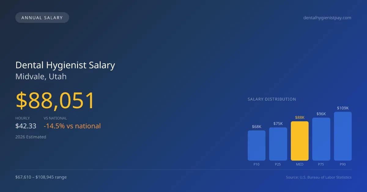 Dental Hygienist Salary in Midvale, UT — 2026 est., based on 2025 BLS