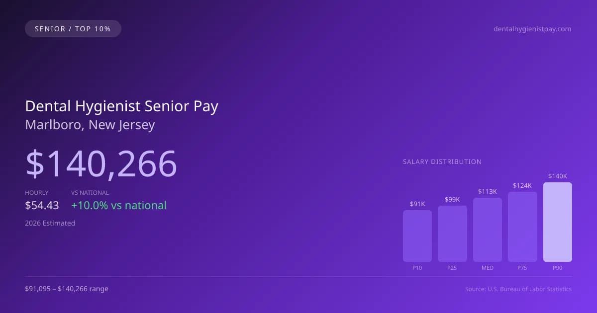 Dental Hygienist Senior Salary in Marlboro, NJ — 2026 est., based on 2025 BLS