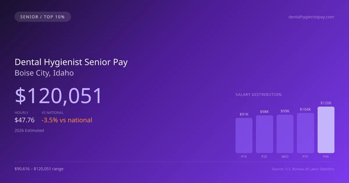 Dental Hygienist Senior Salary in Boise City, ID — 2026 est., based on 2025 BLS