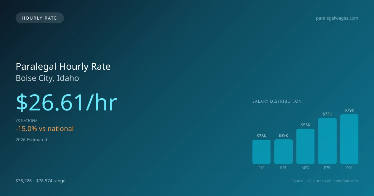 Paralegal Hourly Rate in Boise City, ID — 2026 est., based on 2025 BLS