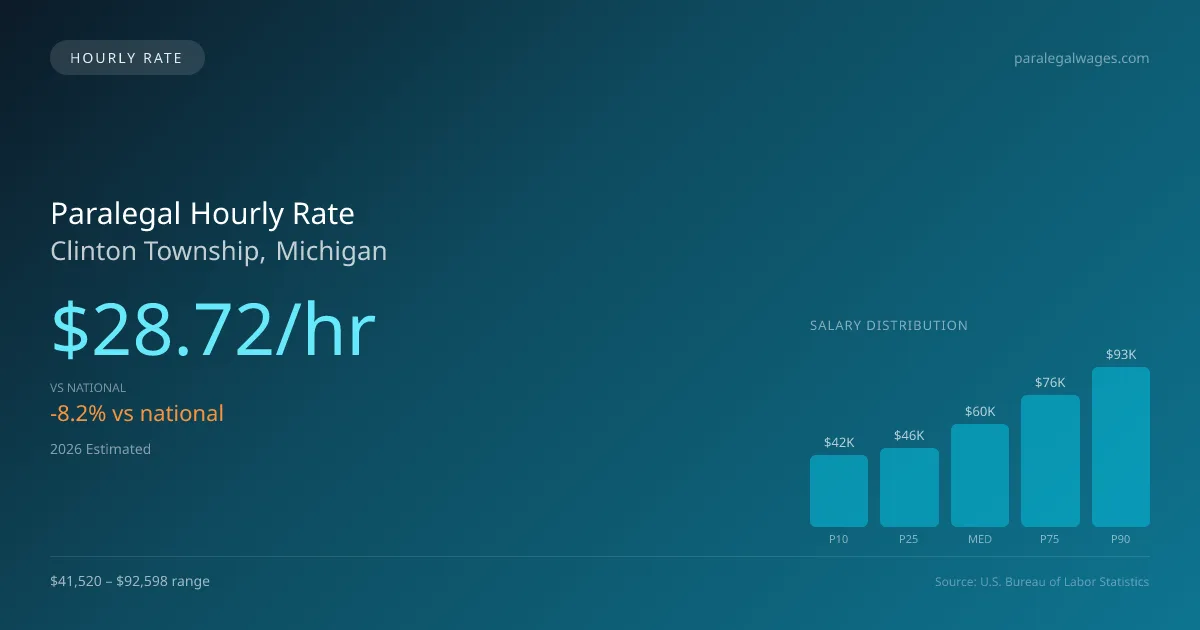 Paralegal Hourly Rate in Clinton Township, MI — 2026 est., based on 2025 BLS