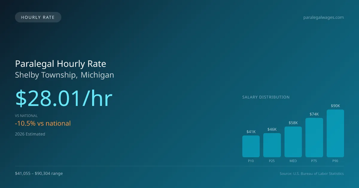 Paralegal Hourly Rate in Shelby Township, MI — 2026 est., based on 2025 BLS