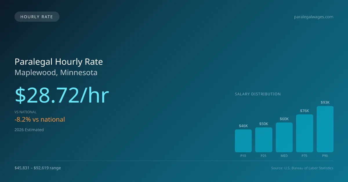 Paralegal Hourly Rate in Maplewood, MN — 2026 est., based on 2025 BLS