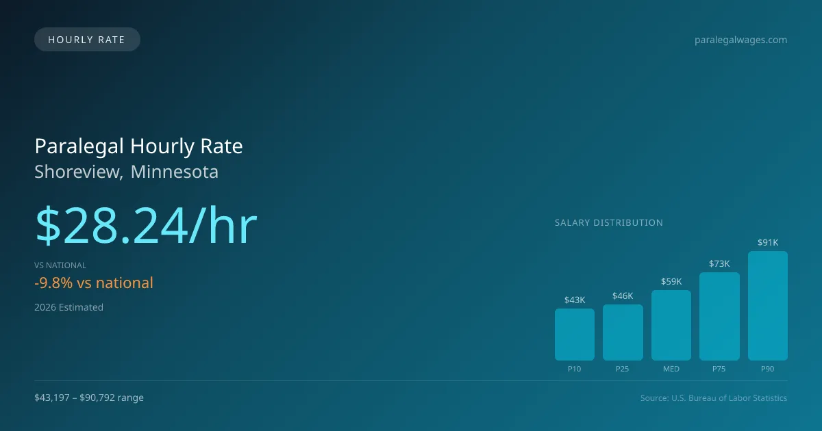Paralegal Hourly Rate in Shoreview, MN — 2026 est., based on 2025 BLS