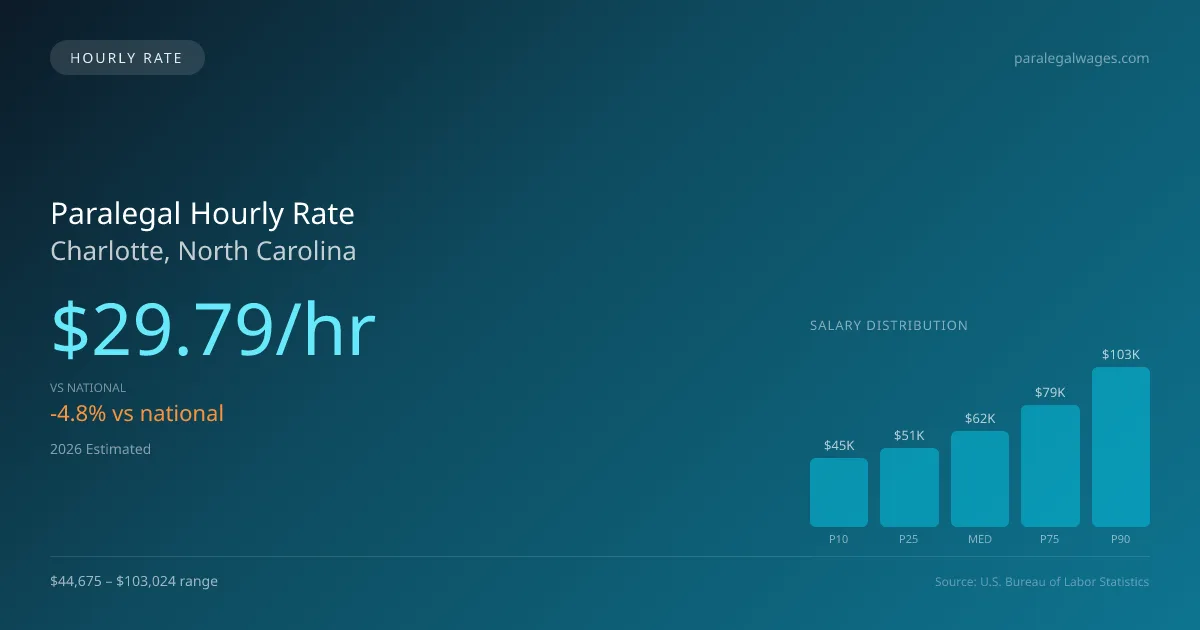 Paralegal Hourly Rate in Charlotte, NC — 2026 est., based on 2025 BLS