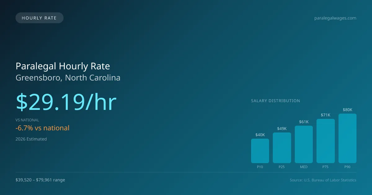 Paralegal Hourly Rate in Greensboro, NC — 2026 est., based on 2025 BLS