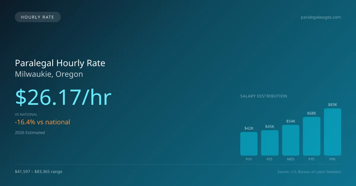 Paralegal Hourly Rate in Milwaukie, OR — 2026 est., based on 2025 BLS