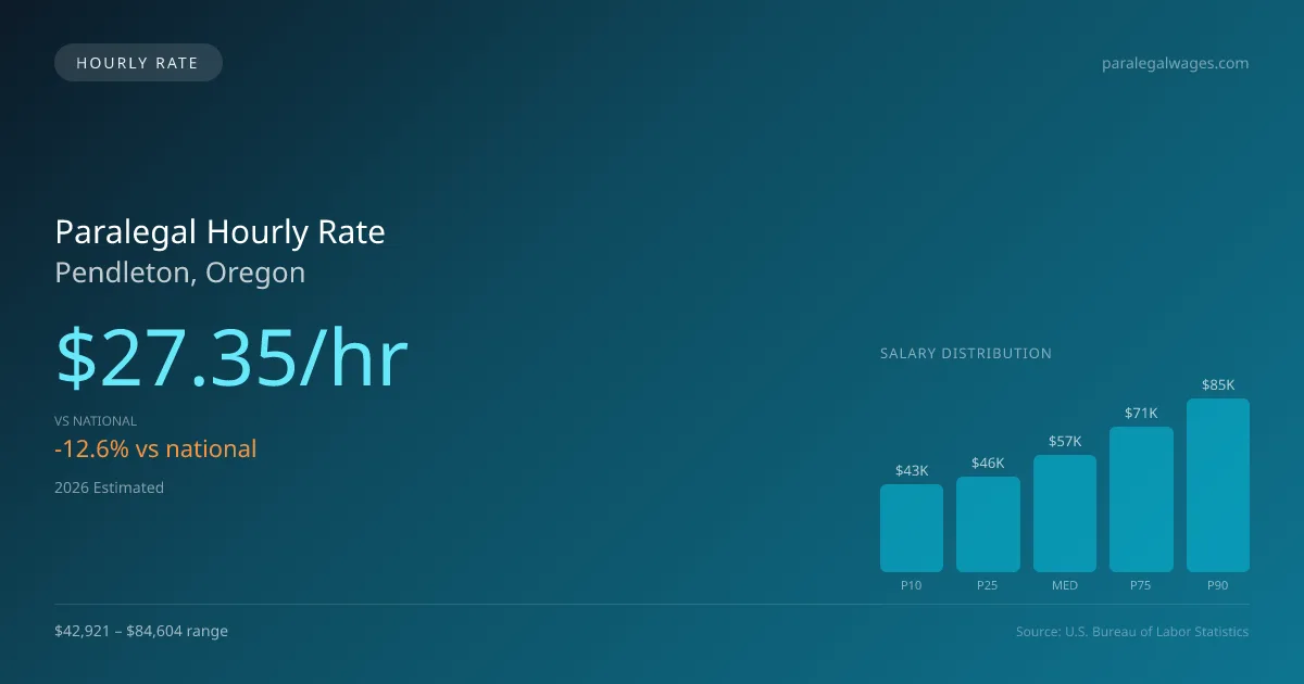 Paralegal Hourly Rate in Pendleton, OR — 2026 est., based on 2025 BLS