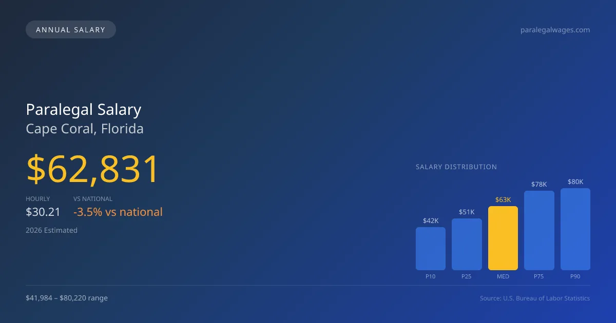 Paralegal Salary in Cape Coral, FL — 2026 est., based on 2025 BLS