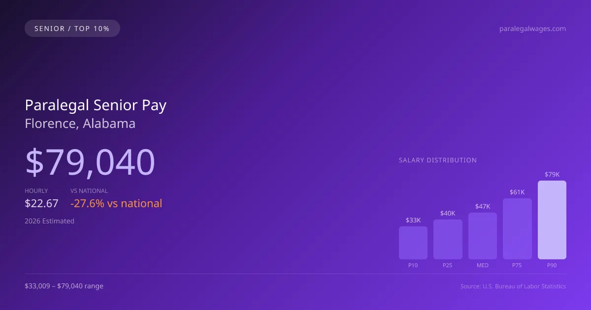 Paralegal Senior Salary in Florence, AL — 2026 est., based on 2025 BLS