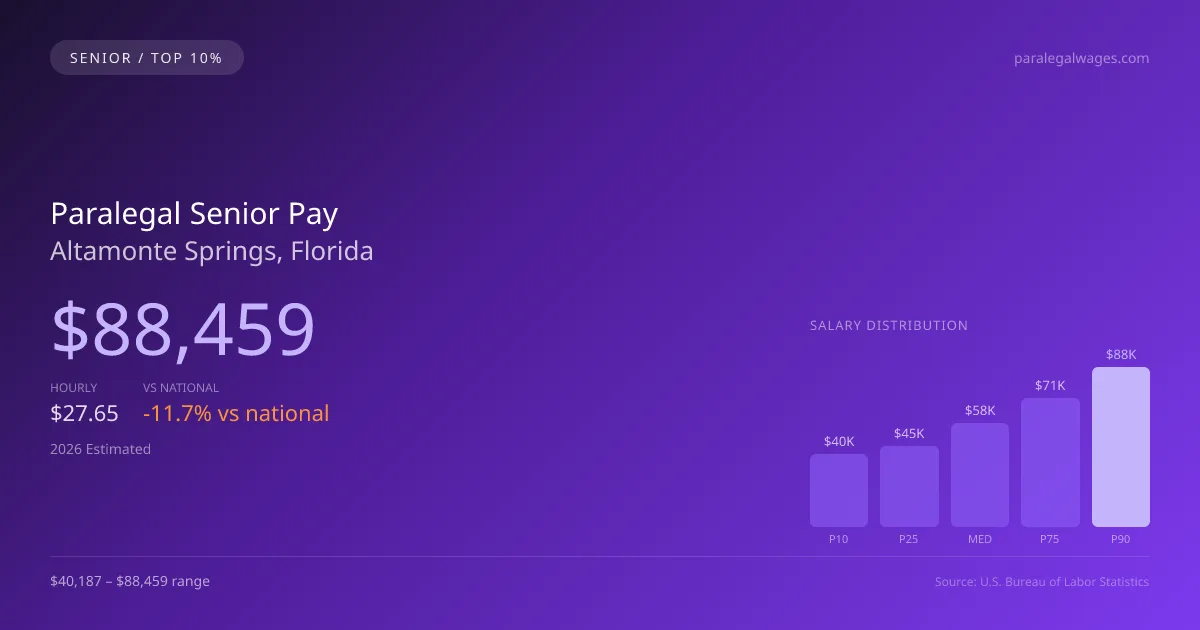 Paralegal Senior Salary in Altamonte Springs, FL — 2026 est., based on 2025 BLS