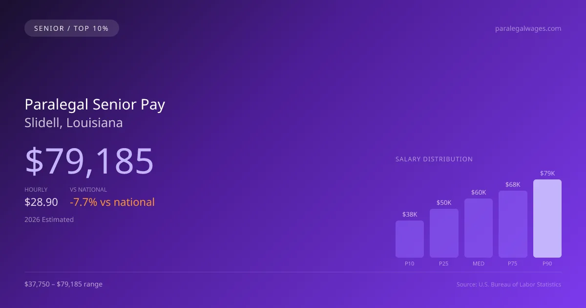 Paralegal Senior Salary in Slidell, LA — 2026 est., based on 2025 BLS