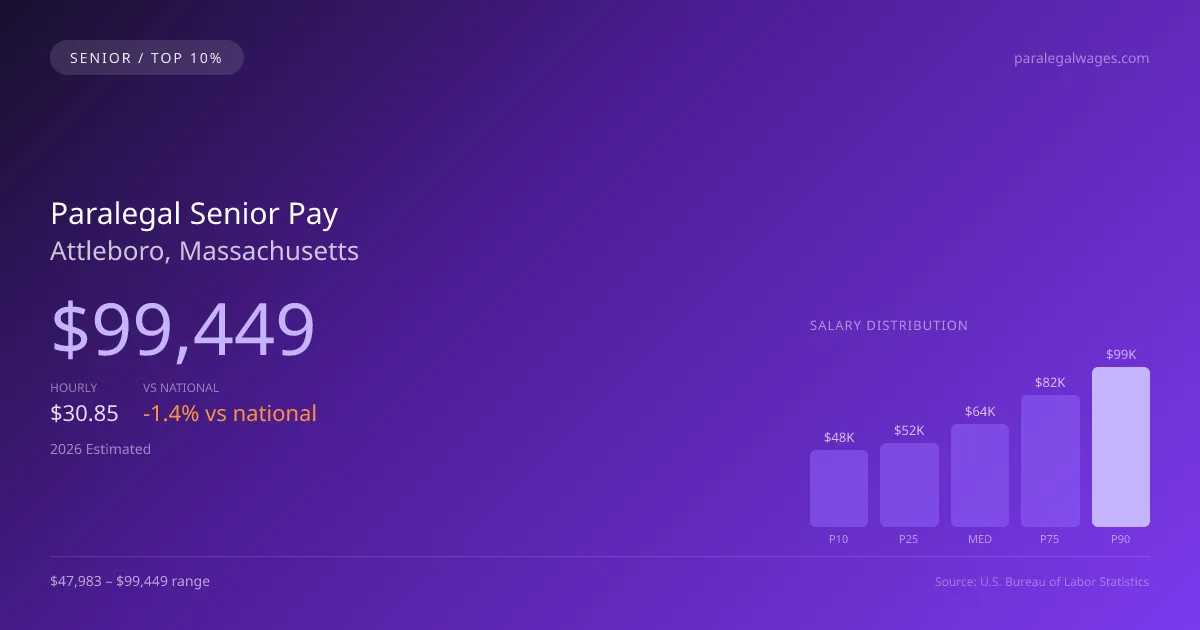 Paralegal Senior Salary in Attleboro, MA — 2026 est., based on 2025 BLS