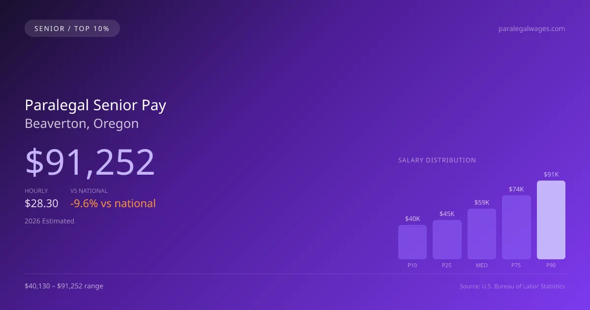 Paralegal Senior Salary in Beaverton, OR — 2026 est., based on 2025 BLS