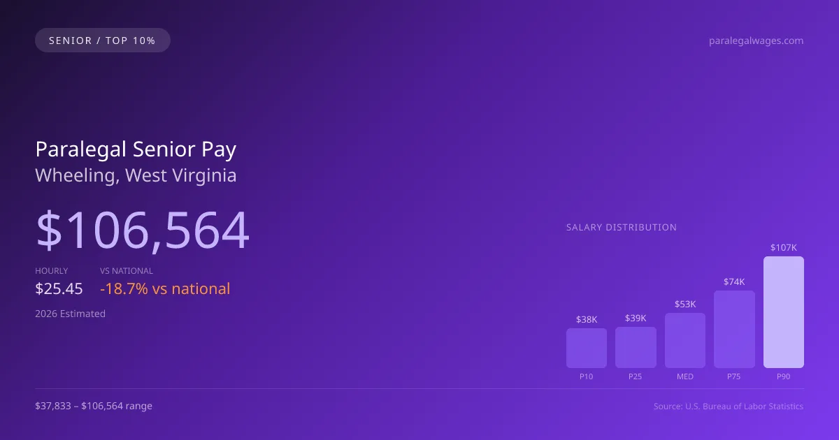 Paralegal Senior Salary in Wheeling, WV — 2026 est., based on 2025 BLS