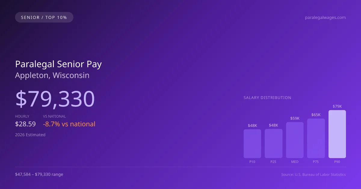 Paralegal Senior Salary in Appleton, WI — 2026 est., based on 2025 BLS